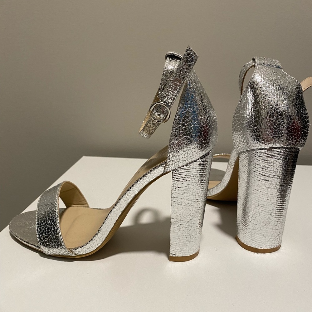 Glamorous Ceara Wide Fit Silver Ankle Strap Heels - Picture 6 of 10